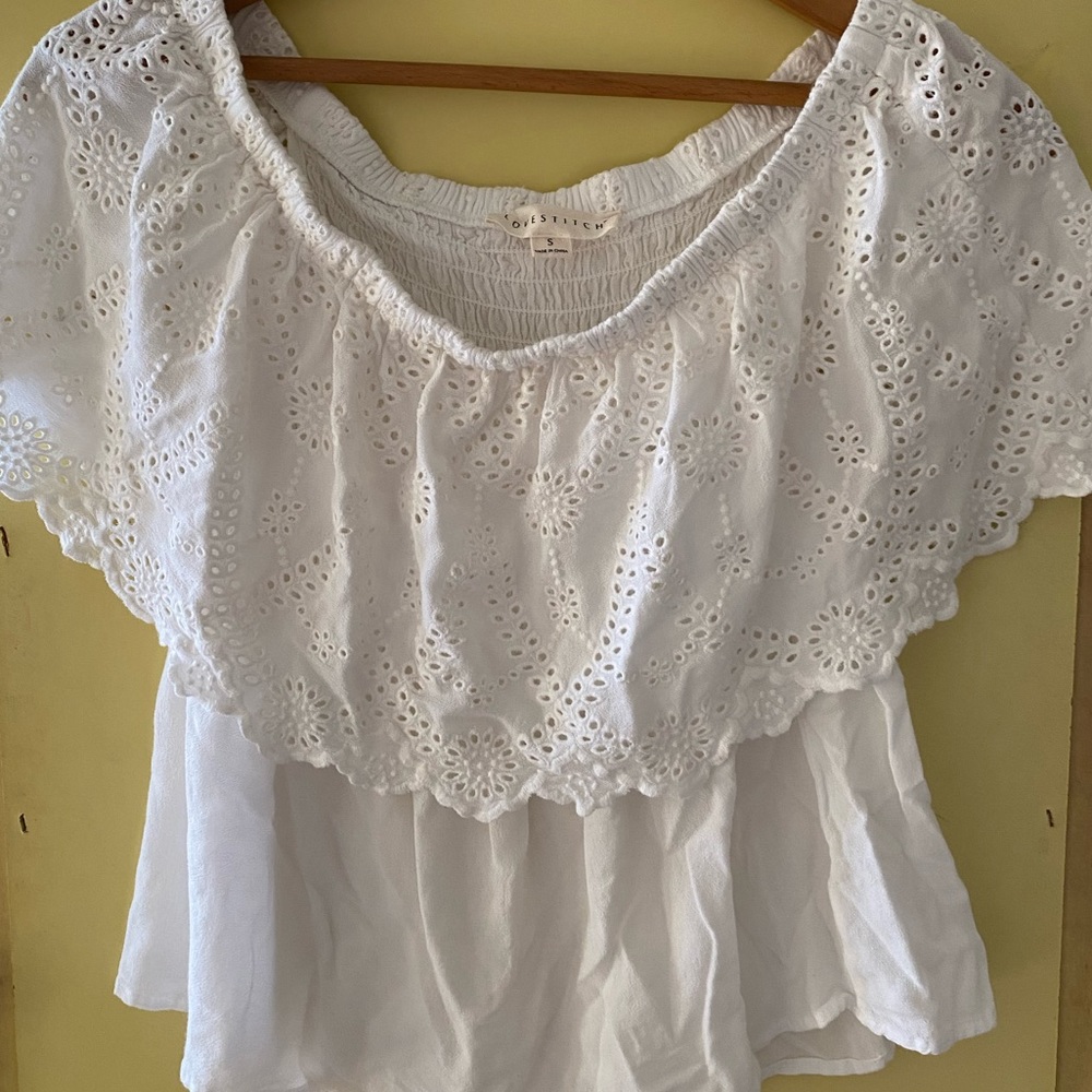 off the shoulder white top